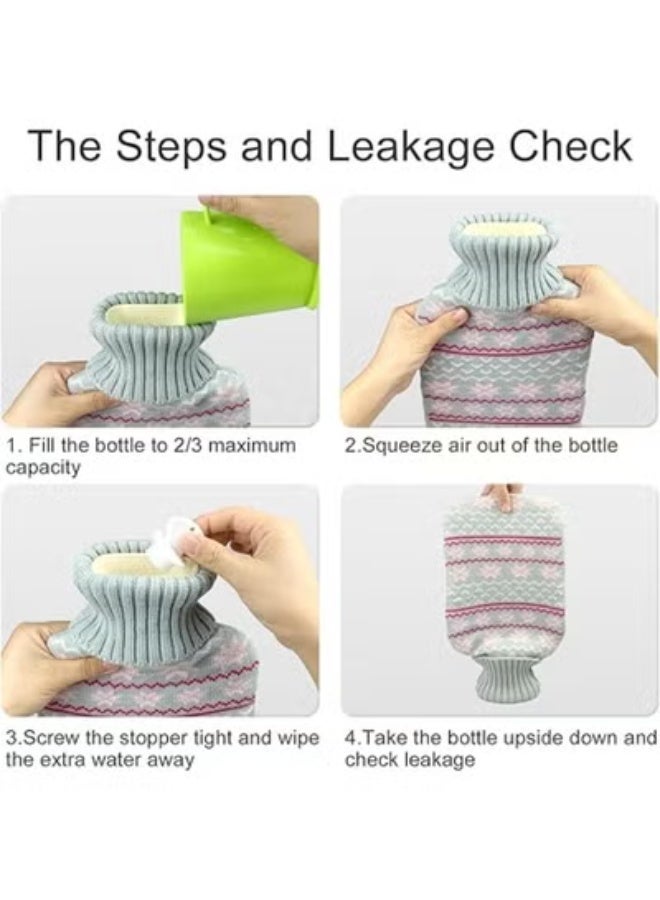 قربة مياه ساخنة سعة 2 لتر مع غطاء تريكو ناعم - لتدفئة السرير وتخفيف الآلام - Image 3